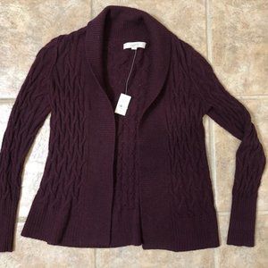 NWT LOFT Cable Knit Sweater Plum Size XS